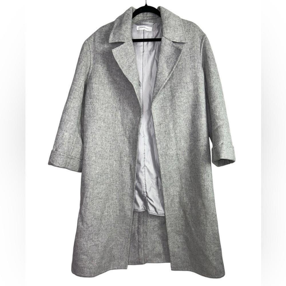 Blossom H Company l Light Gray Open Front Long Wool Coat Large